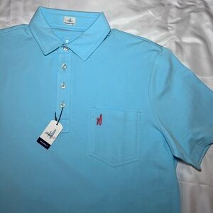 Large NWT Blue Short Sleeve johnnie-O Cotton Polo with Frocket